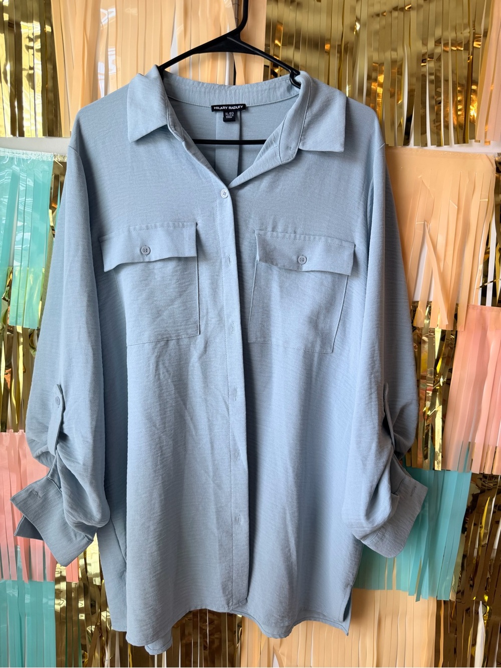 Hilary Radley Pale Blue Relaxed Button-Down